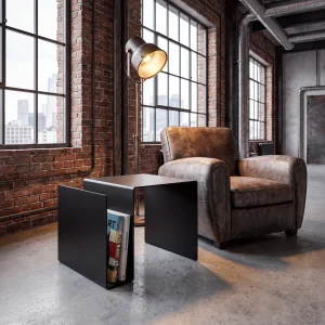Neo Magazine Rack Metal Side Table / Vinyl Record Storage - 2