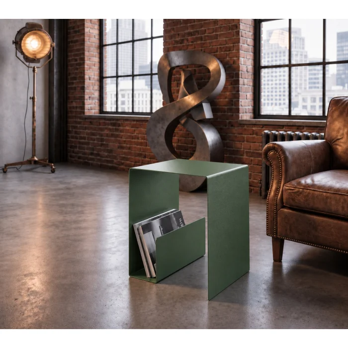 Trinity Metal Side Table with Magazine Rack - 3