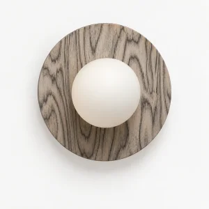 Grey Root Veneer Round Wall Sconce