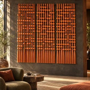 Amber Cascade El Yapımı Monokrom Makrome Duvar Dekorasyonu - 1