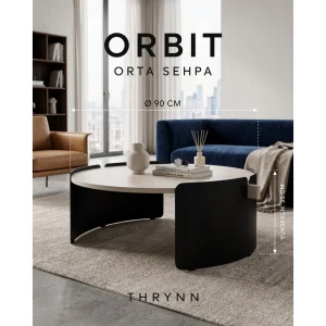 Orbit Moonstone and Black Coffee Table - 12