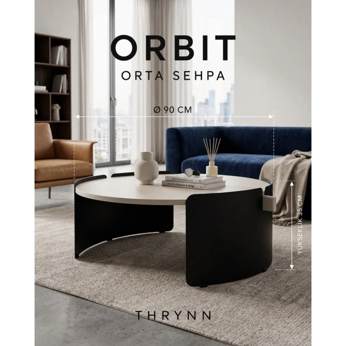 Orbit Moonstone and Black Coffee Table - 12