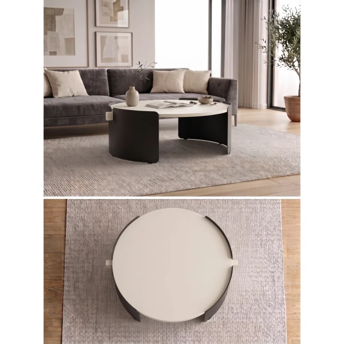 Orbit Moonstone and Black Coffee Table - 7