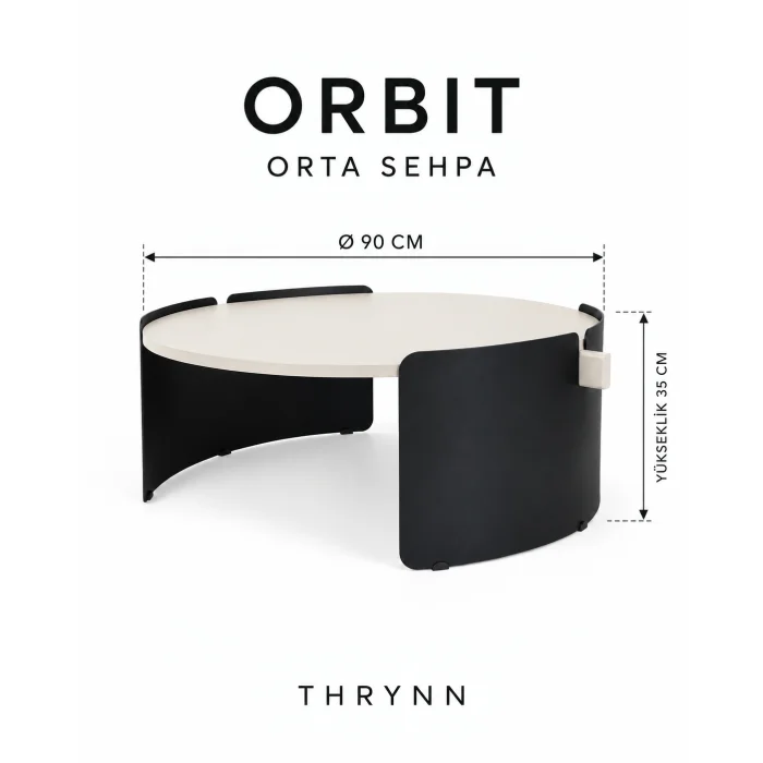 Orbit Moonstone and Black Coffee Table - 11