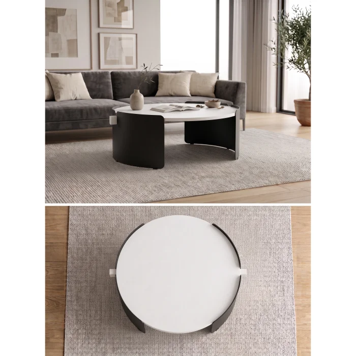 Orbit White-Black Coffee Table - 7