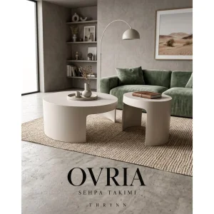 Ovria Vizon Beige Coffee and Side Table Set - 11