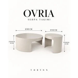 Ovria Vizon Beige Coffee and Side Table Set - 12