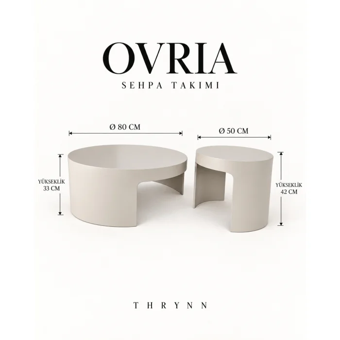 Ovria Vizon Beige Coffee and Side Table Set - 12