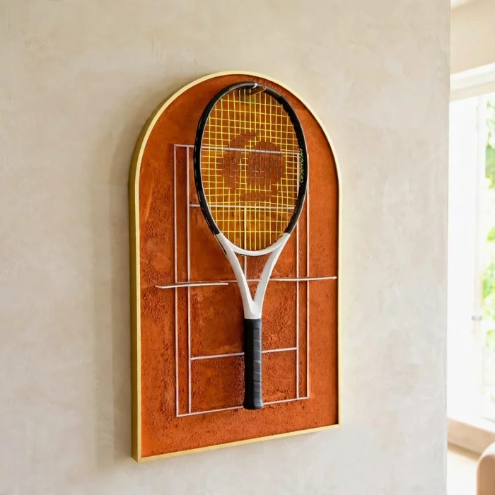Terracourt Real Clay Court Surface Tennis Racket Hanger Art Piece - 3