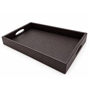 Bodrum Wicker Textured Genuine Leather Tray - 1