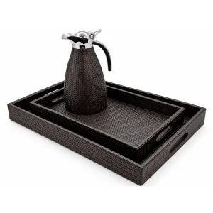 Bodrum Wicker Textured Genuine Leather Tray - 2
