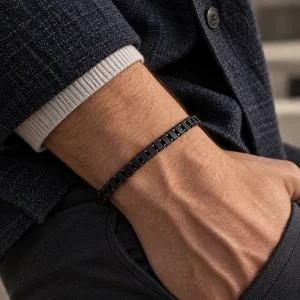 Ash Hematite Stone Men's Bracelet - 2