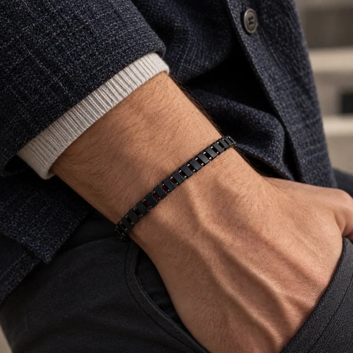 Ash Hematite Stone Men's Bracelet - 2