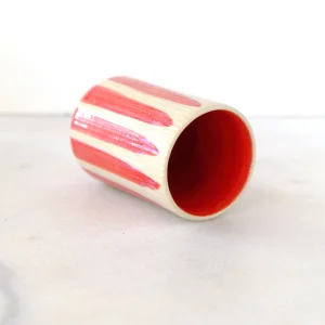 Kırmızı Çizgili Seramik Mug - 3