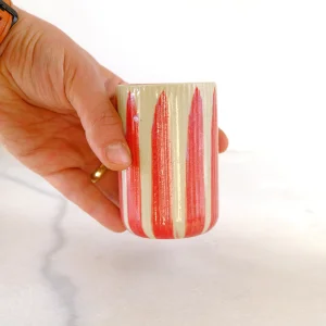 Kırmızı Çizgili Seramik Mug - 2