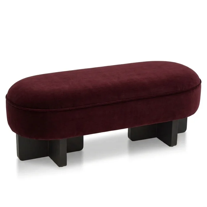 Mordo Burgundy Velvet Bench - 1