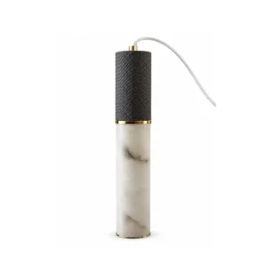 Marble and Leather Detailed Cylinder Pendant Light - 3