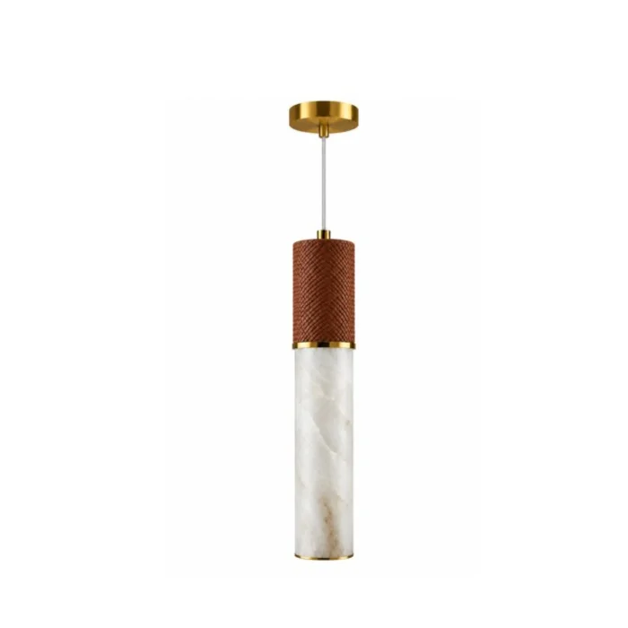 Leather Detailed Marble Cylinder Pendant Chandelier - 2