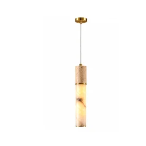 Travertine Detailed Marble Cylinder Pendant Chandelier - 1
