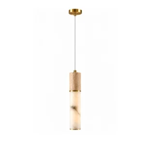 Travertine Detailed Marble Cylinder Pendant Chandelier - 2