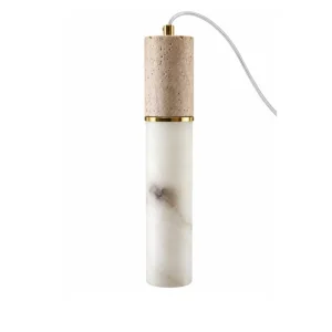 Travertine Detailed Marble Cylinder Pendant Chandelier - 4