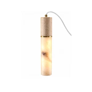 Travertine Detailed Marble Cylinder Pendant Chandelier - 3