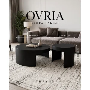 Ovria 2-Piece Black Coffee and Side Table Set - 12