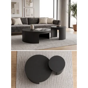 Ovria 2-Piece Black Coffee and Side Table Set - 9