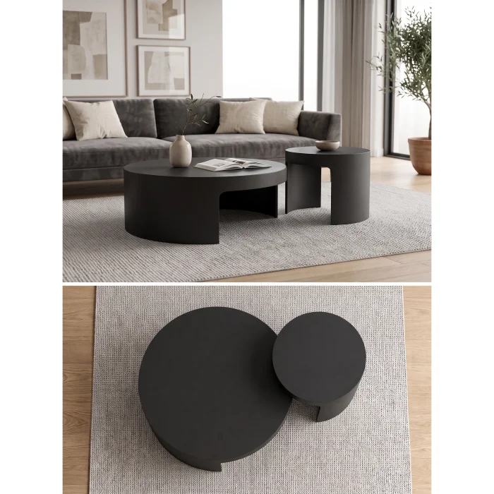 Ovria 2-Piece Black Coffee and Side Table Set - 9