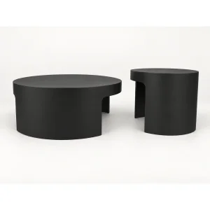 Ovria 2-Piece Black Coffee and Side Table Set - 2