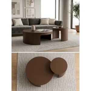 Ovria Walnut Brown Coffee and Side Table Set of 2 - 9