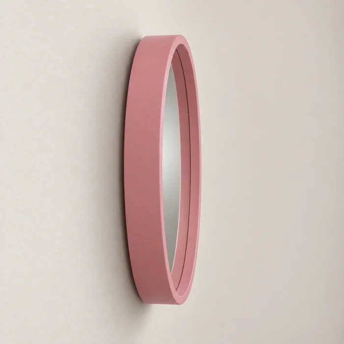 Pink Framed Round Wall Mirror - 2