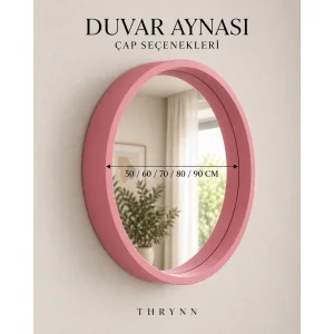 Pink Framed Round Wall Mirror - 6