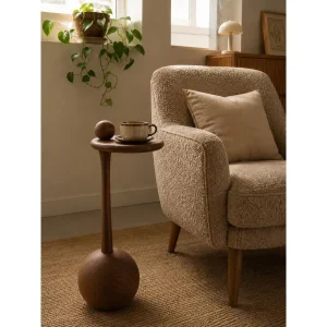 Natura Solid Wood Walnut Side Table - 2