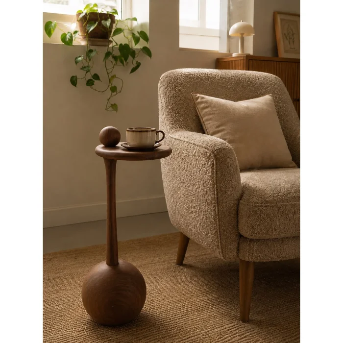 Natura Solid Wood Walnut Side Table - 2