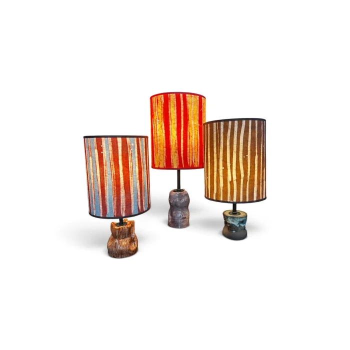 Striped Batik Shade Handmade Ceramic Floor Lamp - 3