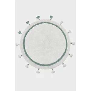 Gigi Round 100% Cotton Bathroom Mat Light Grey - Turquoise - 1
