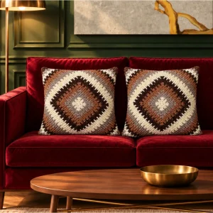 Pillow Set Of 2 - Mandala Series - Terra - Hand Knitted Cushion Set - 3