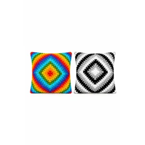 Rainbow & Kontra - Modern Colorful Hand-knitted Decorative Pillow | Set Of 2 - 1