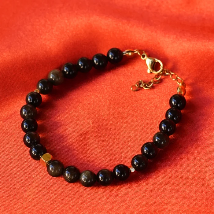 Natural Obsidian Stone Bracelet - 2