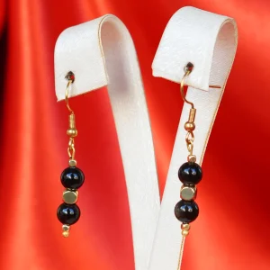 Natural Obsidian Stone Dangle Earrings - 3