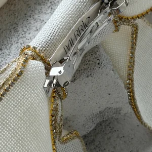Linen Hair Bow With Rhinestones - 4