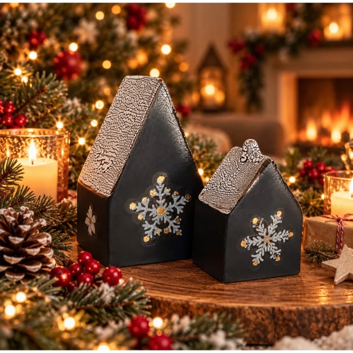 MiaClay Stoneware Kar Tanesi Desenli Seramik Obje Seti - 3