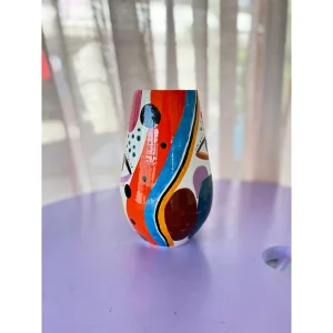 Renkli Göz Desenli Çini Vazo - 4