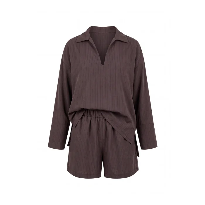 Roasted Cacao Striped Relaxed Set - 2