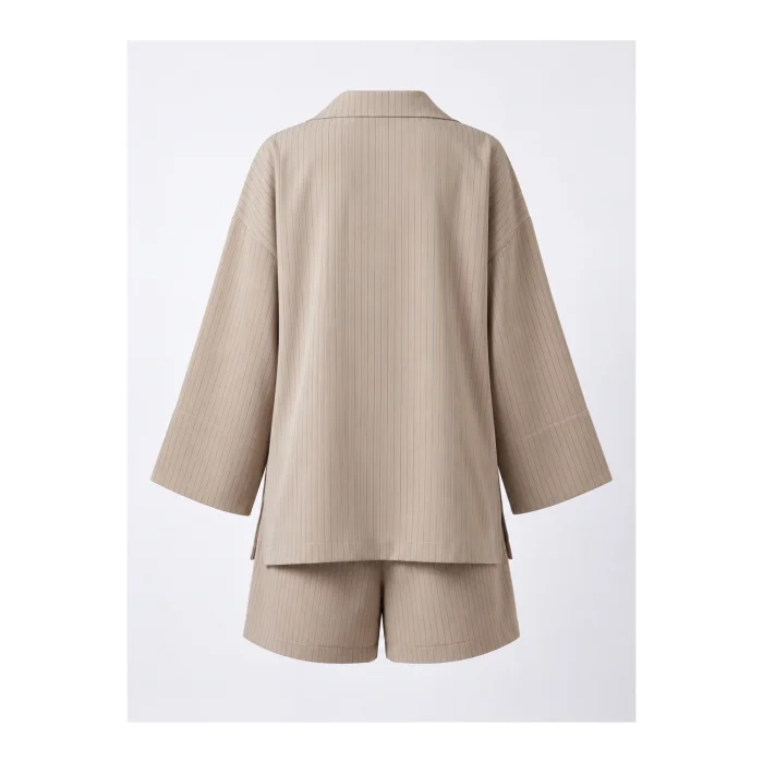 Mushroom Sable Striped Relaxed Set - 3