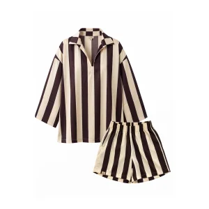 Ivory Noir Silky Striped Set - 2