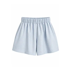 Ice Blue Striped Top and Shorts Set - 2