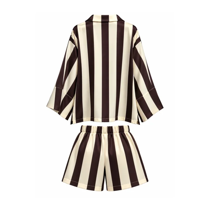 Ivory Noir Silky Striped Set - 3