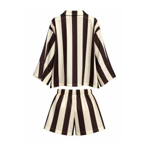 Ivory Noir Striped Silky Co-ord Set - 3